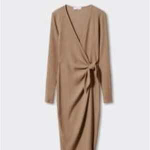 Mango Brown Sheath Dress Asymmetrical Long Sleeve
